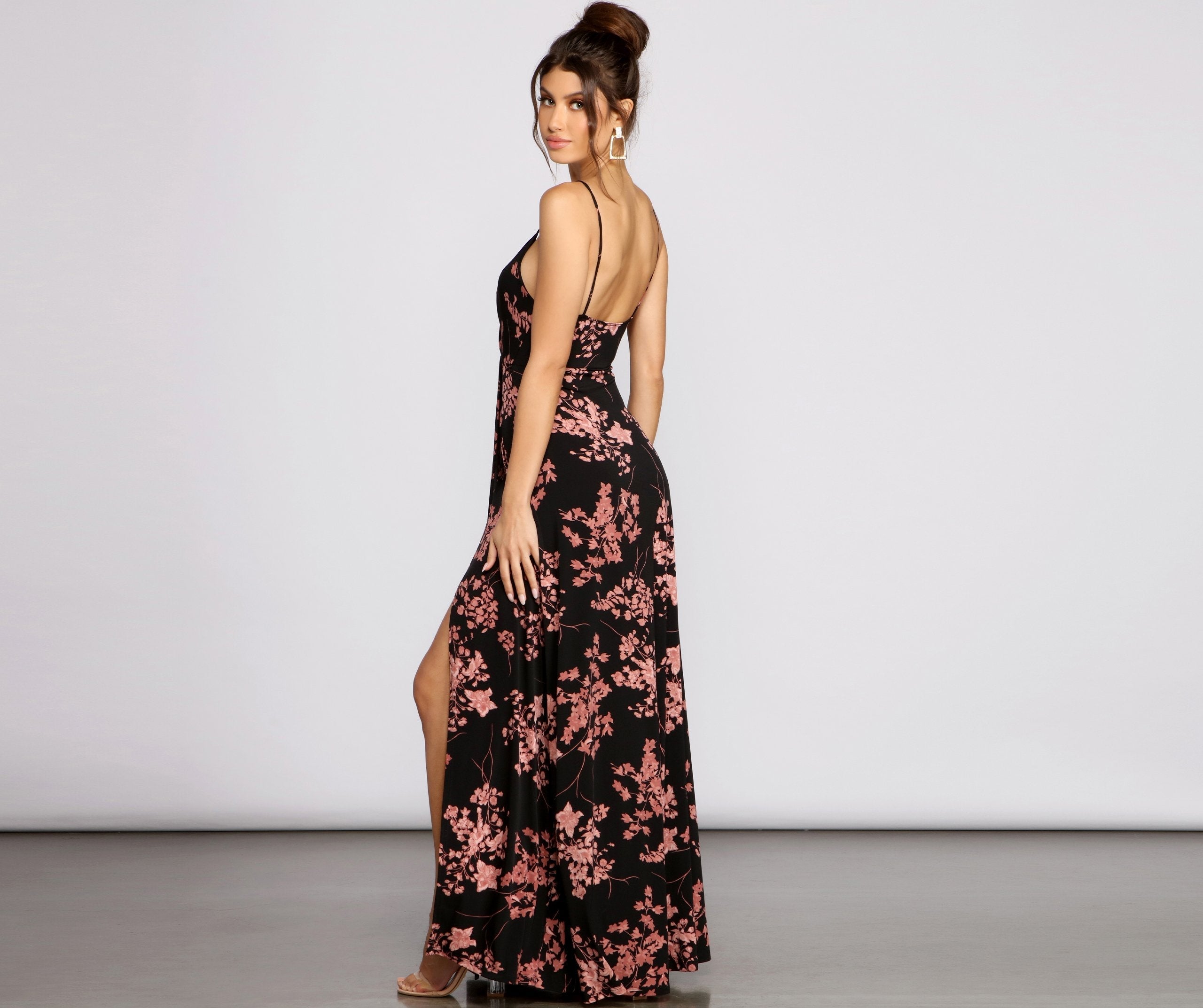 Total Sweetheart Floral High Slit Maxi Dress Sai Feel