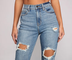 Totally Destructed Cuffed Mom Jeans Sai Feel