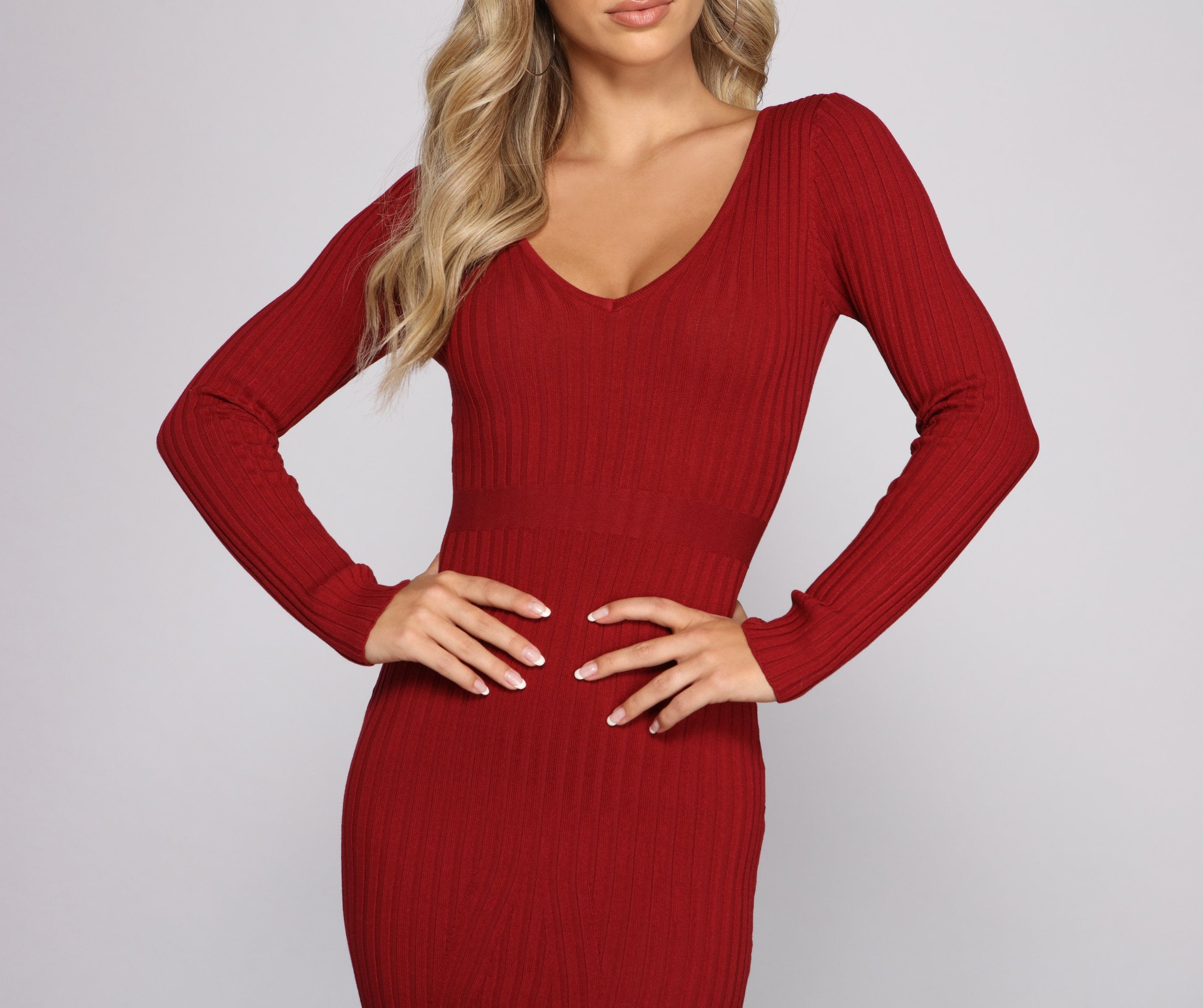 Trend Alert Ribbed Knit Midi Dress Sai Feel