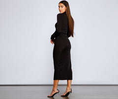 Trendsetting Stunner Slinky Knit Midi Dress Sai Feel