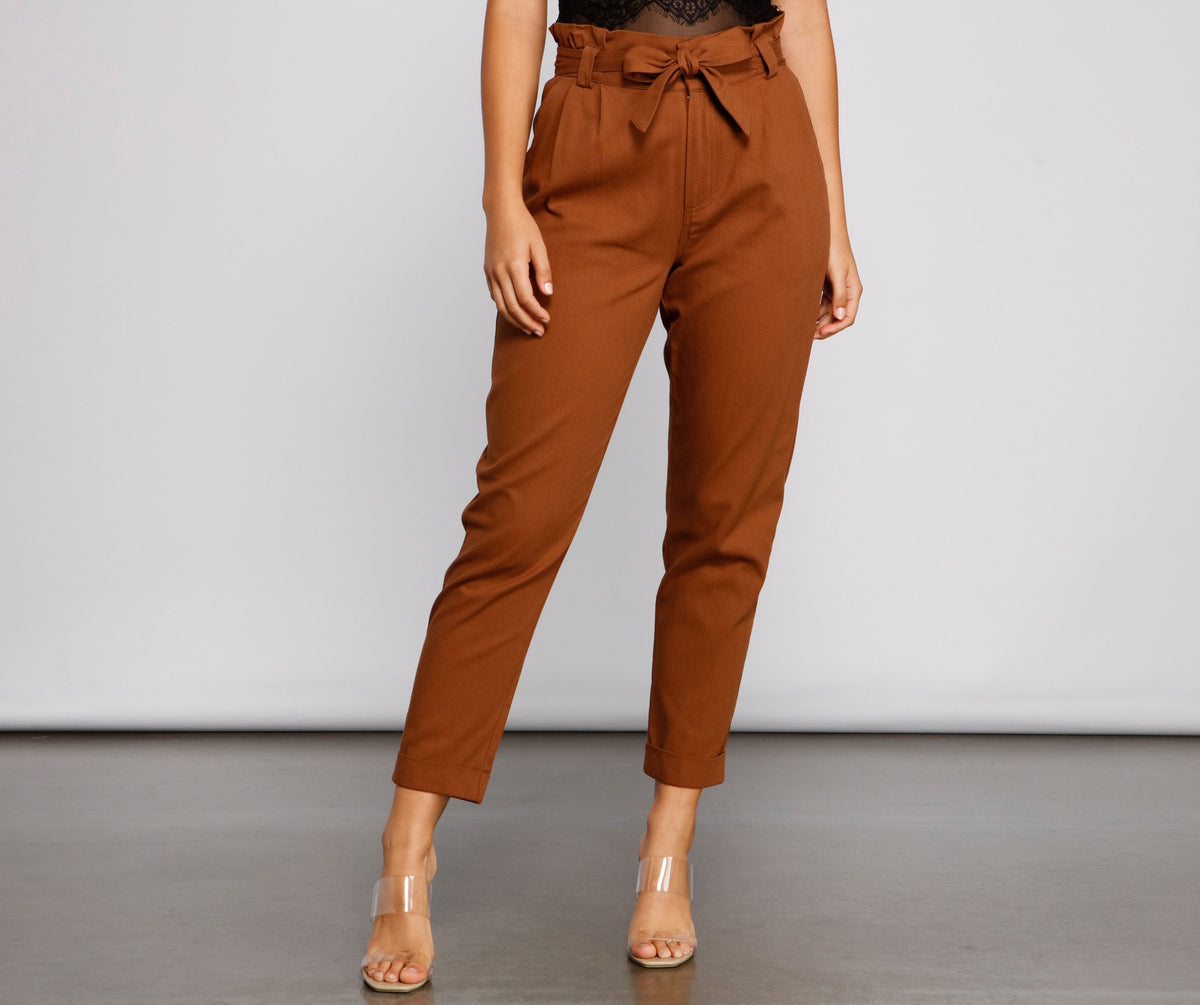 Trendy And Tapered High Waist Paperbag Pants Sai Feel