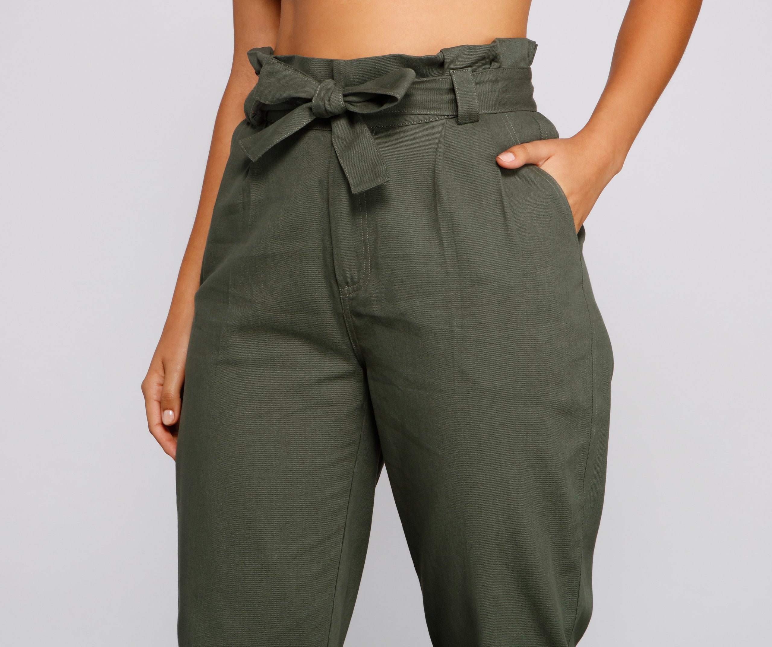 Trendy And Tapered High Waist Paperbag Pants Sai Feel