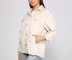 Trendy Corduroy Button-Up Shacket Sai Feel