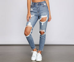 Trendy Destructed High-Rise Skinny Jeans Sai Feel