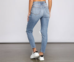 Trendy Destructed High-Rise Skinny Jeans Sai Feel