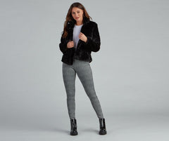 Trendy Illusion Stripe Faux Fur Jacket Sai Feel