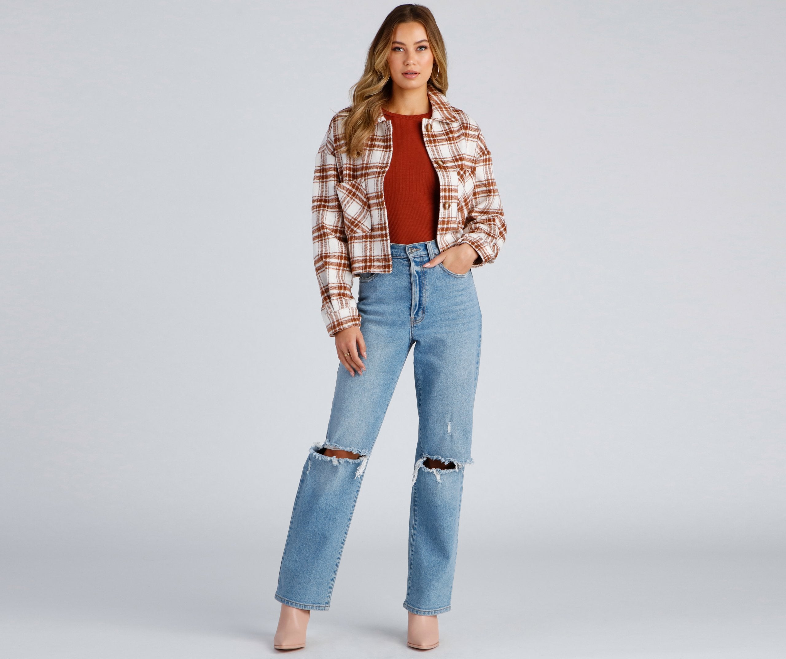 Trendy Layers Flannel Shacket Sai Feel