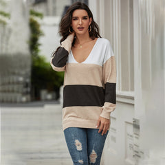 Trendy Loose-Fit Color-Block Sweater Sai Feel