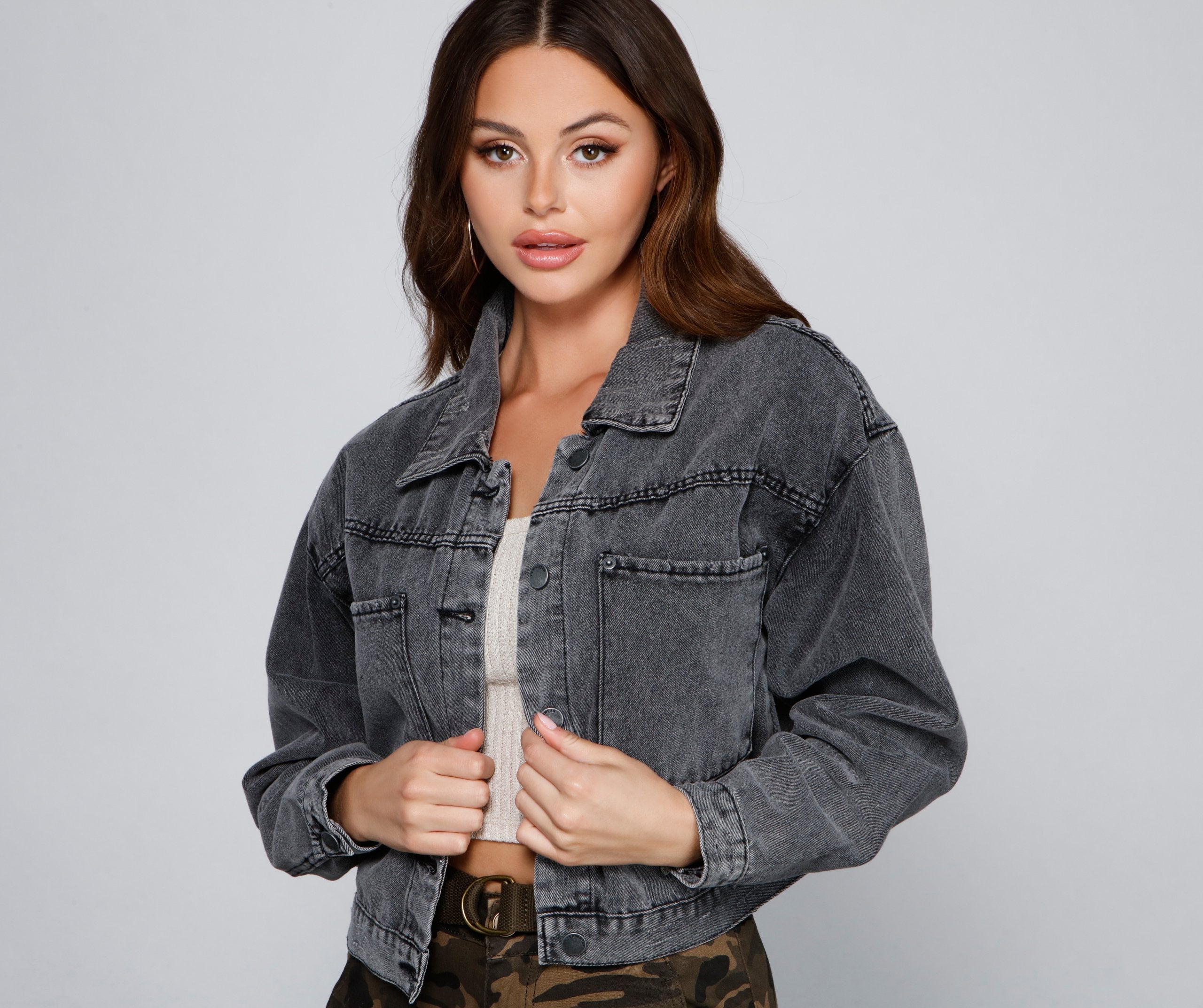 Trendy Moment Oversized Cropped Denim Jacket Sai Feel