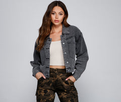 Trendy Moment Oversized Cropped Denim Jacket Sai Feel