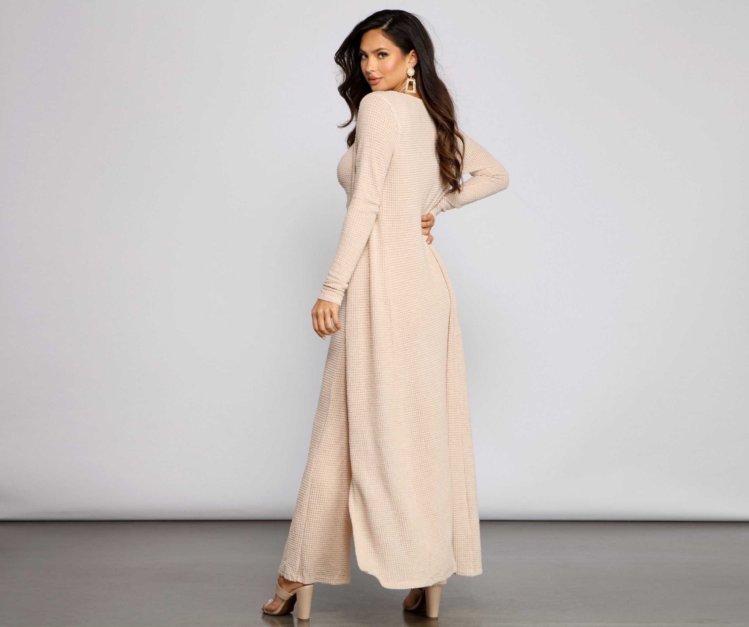 Trendy Textures Long Sleeve Duster Sai Feel