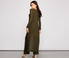 Trendy Textures Long Sleeve Duster Sai Feel