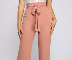 Trendy Tie-Waist Flared Pants Sai Feel