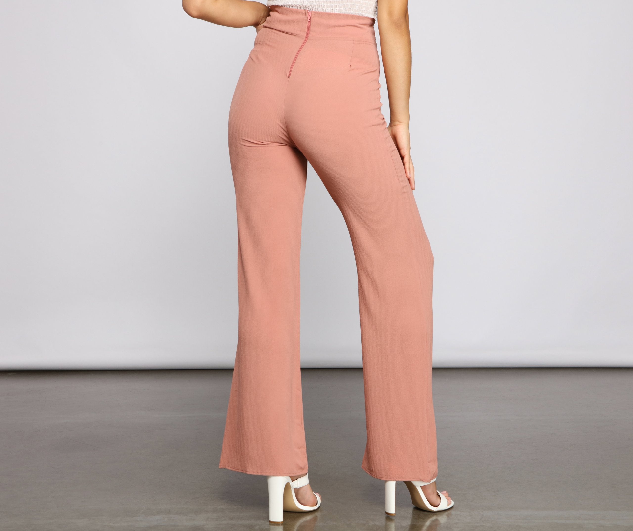 Trendy Tie-Waist Flared Pants Sai Feel