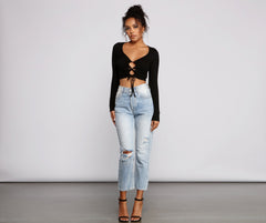 Trendy Twist Front Brushed Knit Crop Top Sai Feel