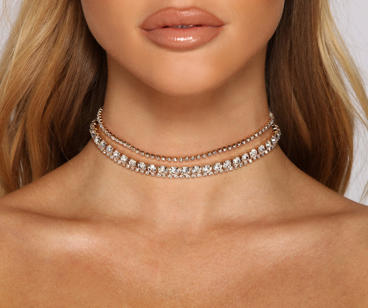 Triple Threat Rhinestone Choker Set Sai Feel