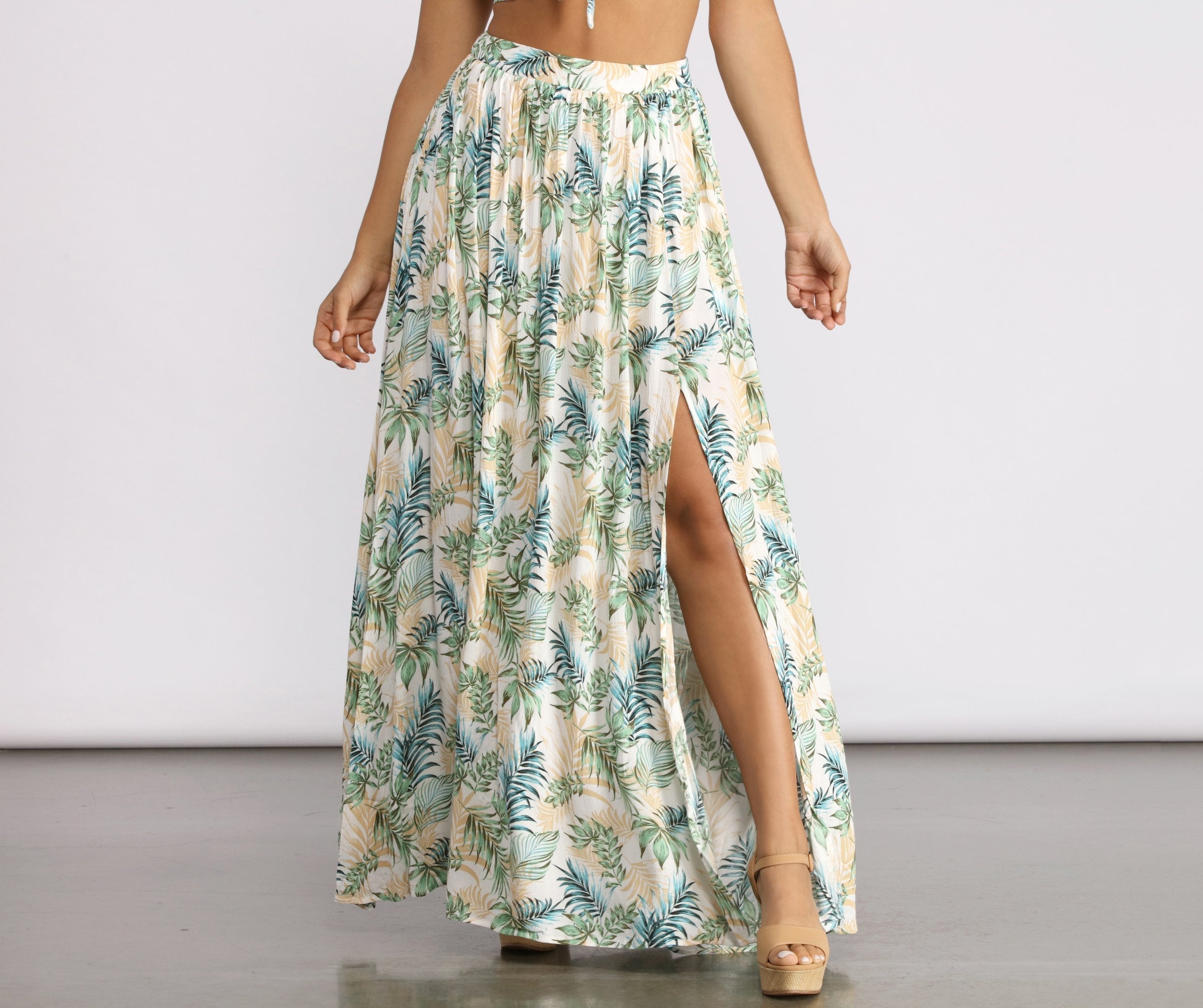 Tropical Babe High Slit Maxi Skirt Sai Feel