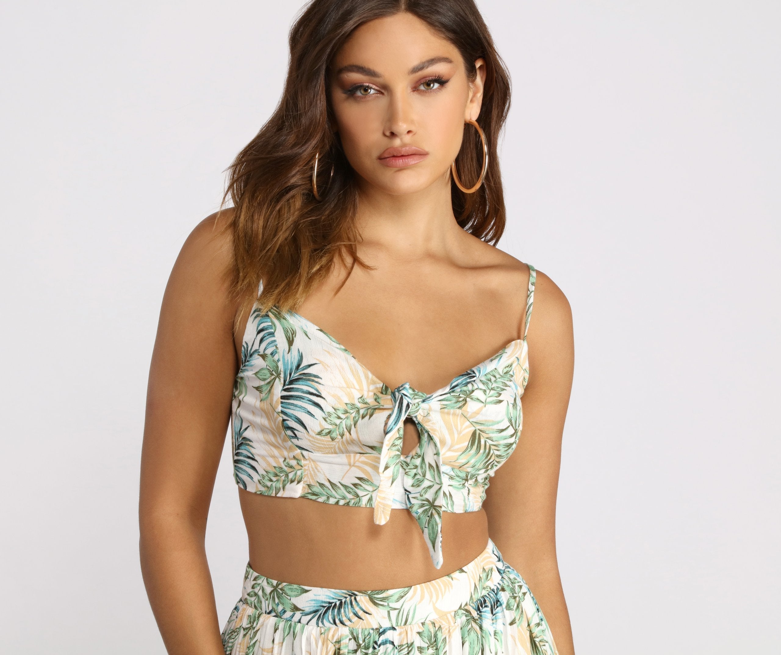 Tropical Babe Tie Front Gauze Crop Top Sai Feel