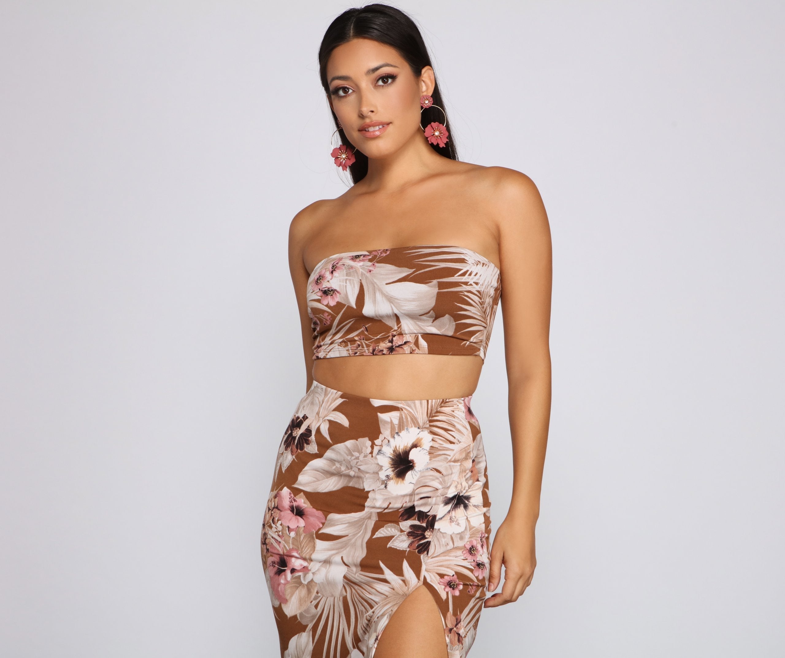 Tropical Palm Leaf Tube Top Sai Feel