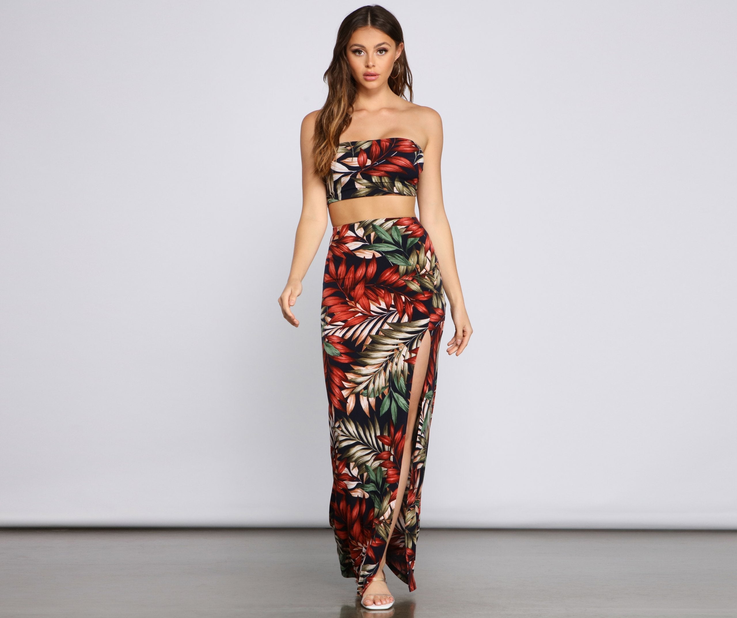 Tropical Palm Leaf Tube Top Sai Feel