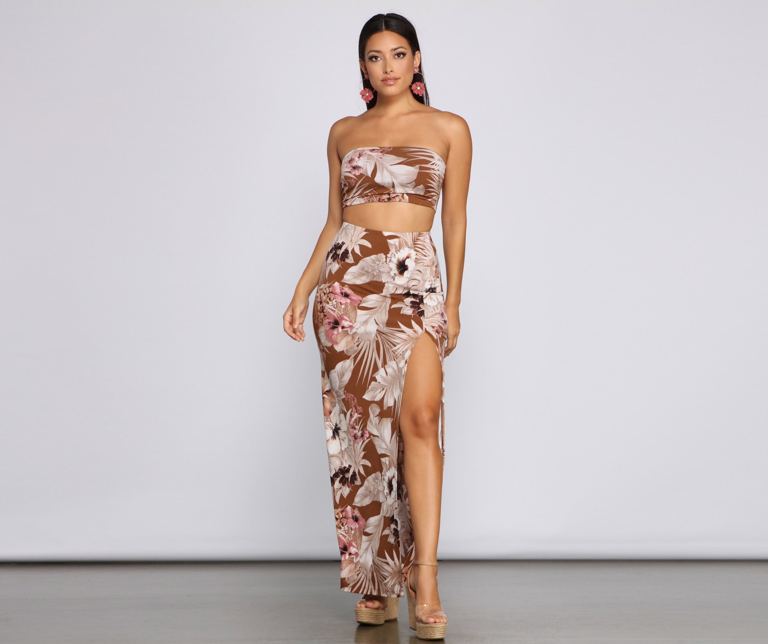 Tropical Palm Leaf Tube Top Sai Feel