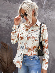 Turn down Collar Floral Pattern Shirt Sai Feel