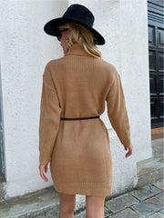 Turtle Neck Pointelle Sweater Dress Longline Sweater Sai Feel