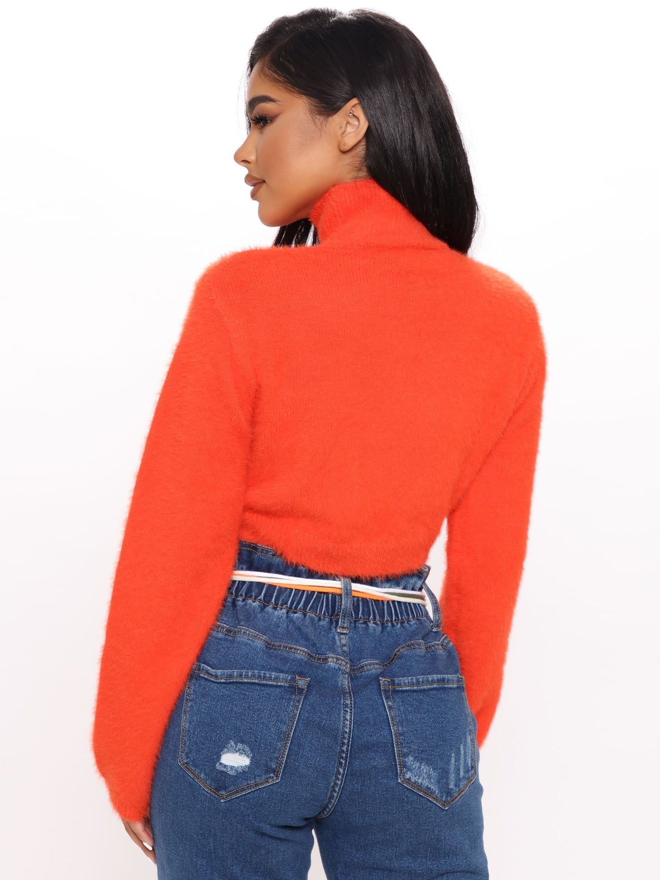 Turtleneck Drop Shoulder Crop Sweater Sai Feel