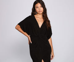 Twist Of Fate Wrap Midi Dress Sai Feel