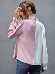 Two Tone Ruffle Hem Blouse Sai Feel