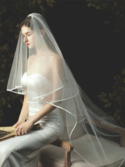 Two-tier Stylish Classic Wedding Veil Chapel Veils with Solid Tulle Sai Feel