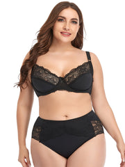 Unlined Lace Bra And Panties Set Plus Size D cup Underwear Underwire Bralette Everyday Bras Women Lingerie Sets Sai Feel