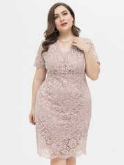 V NECK PLUS SIZE LACE DRESS Sai Feel