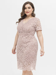 V NECK PLUS SIZE LACE DRESS Sai Feel