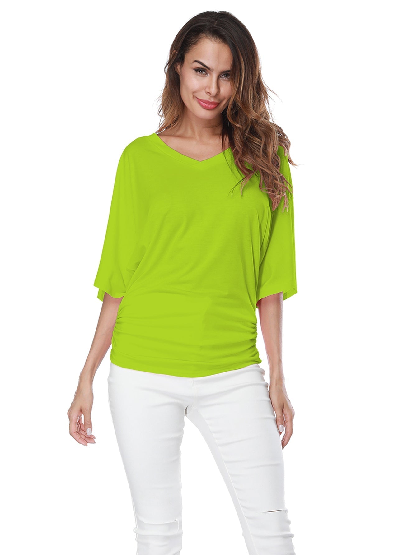 V-Neck Batwing Sleeve Tee Sai Feel