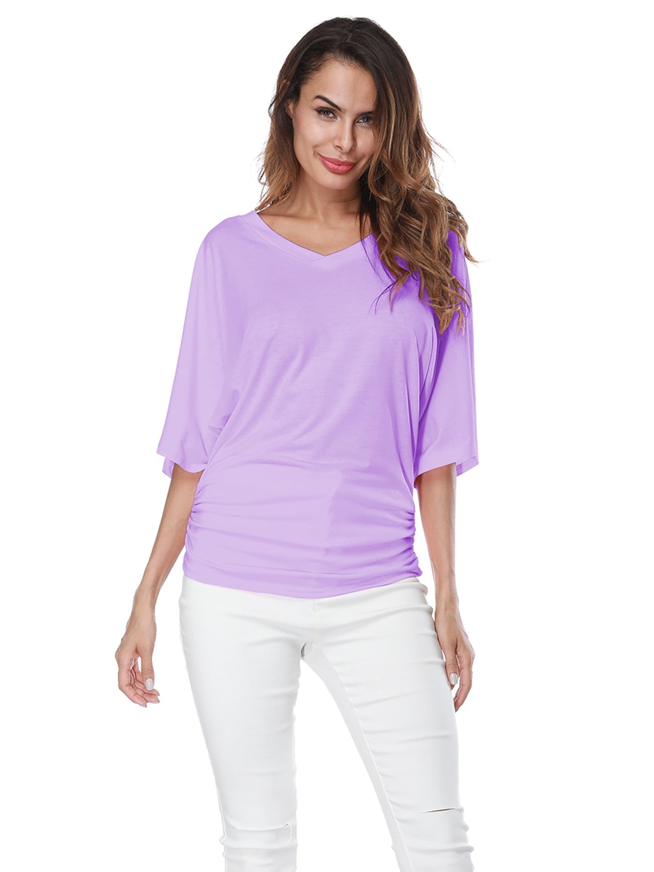 V-Neck Batwing Sleeve Tee Sai Feel