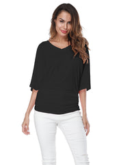 V-Neck Batwing Sleeve Tee Sai Feel