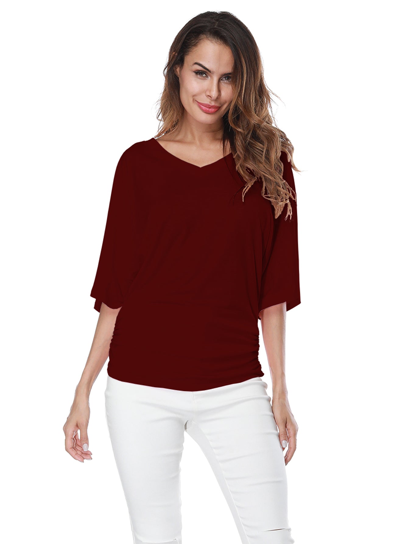 V-Neck Batwing Sleeve Tee Sai Feel