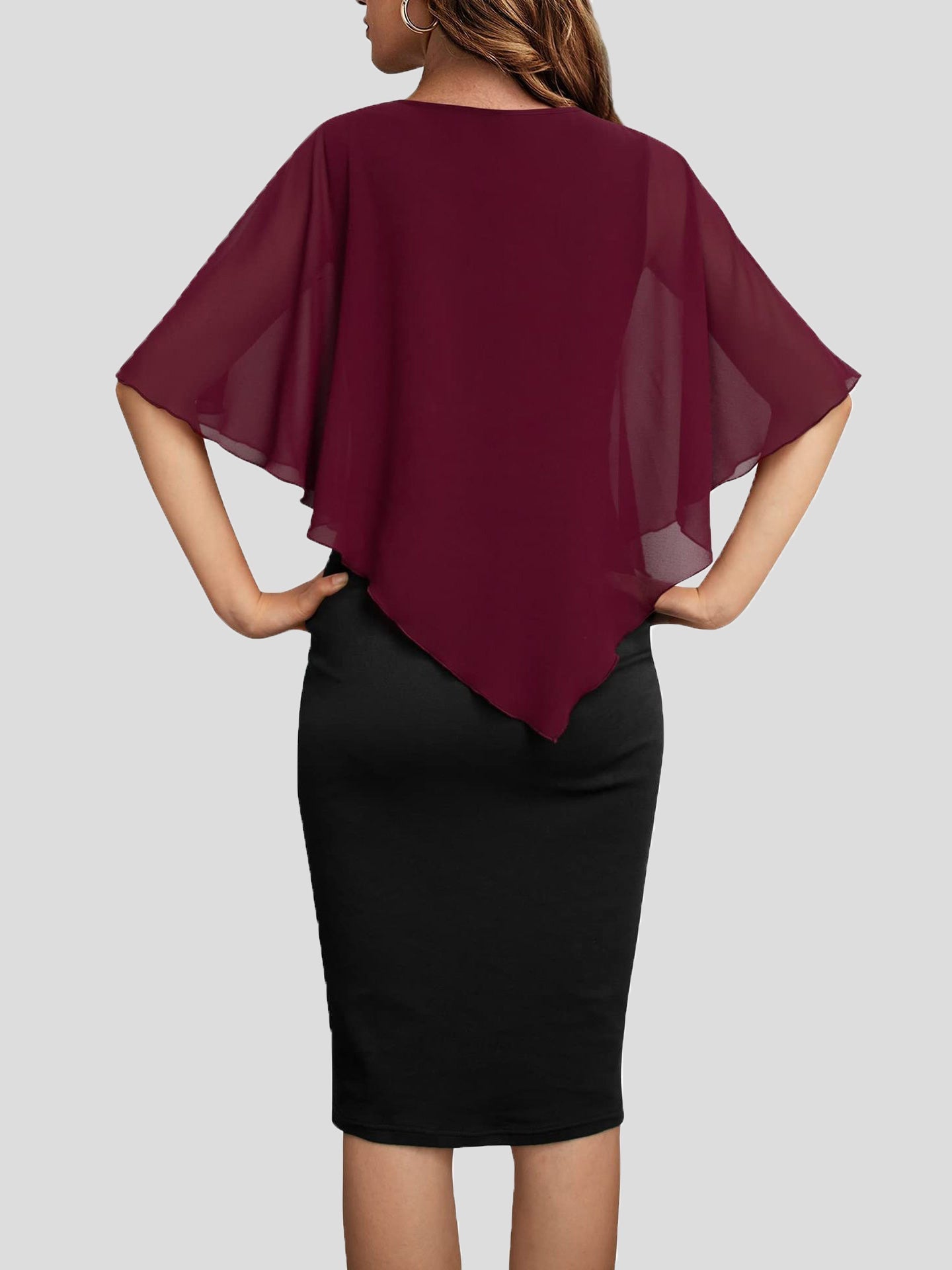 V-Neck Chiffon Shawl Slim Fit Dress Sai Feel