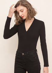 V Neck solid color crop top Sai Feel