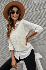 V-neck cable knit vest Sai Feel