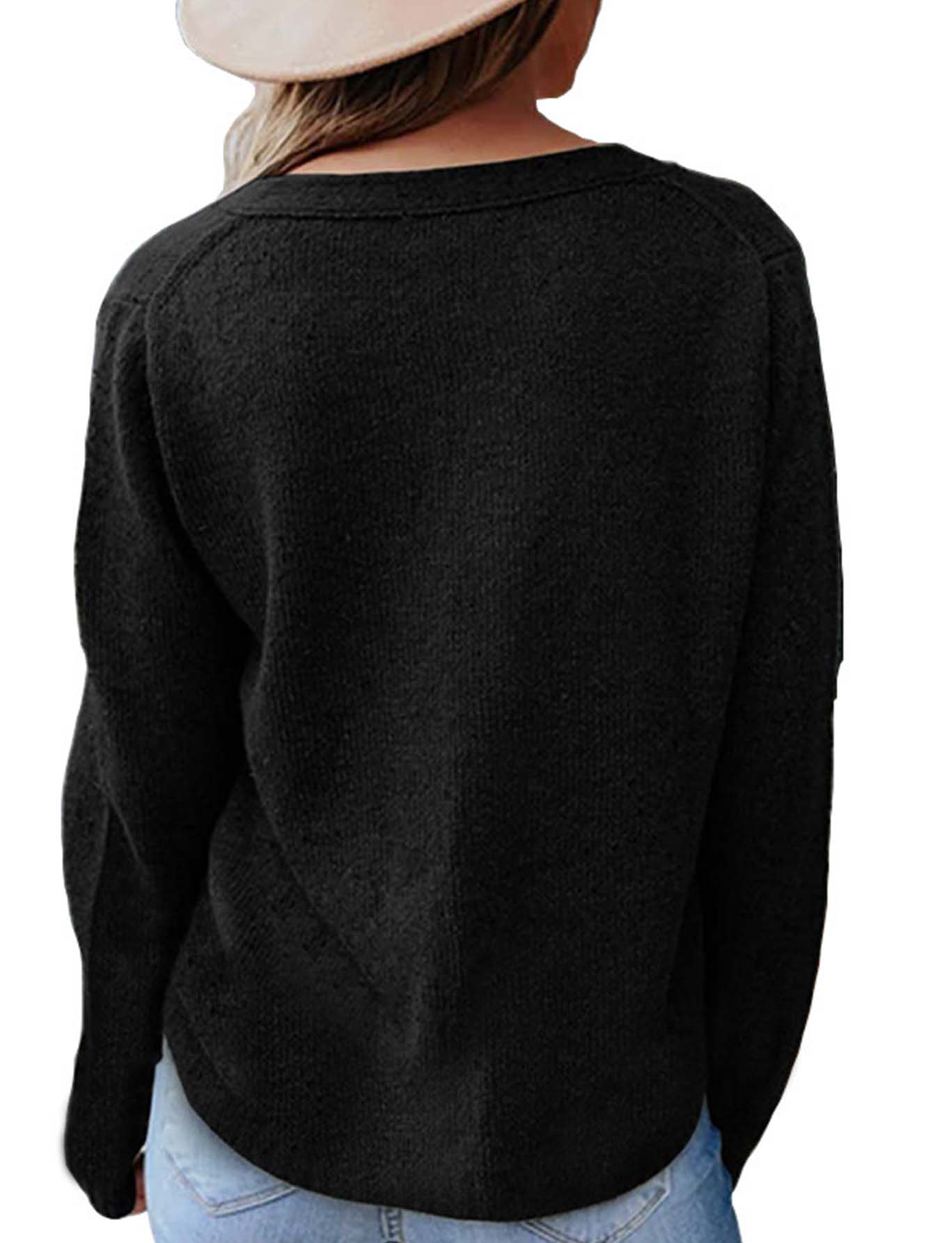 V-neck plain long sleeve button knit cardigan Sai Feel