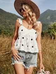 V-neck polka dot fringed vest Sai Feel