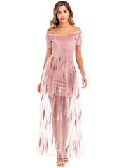 Velvet Sequins Sheer Block Party Dress Sai Feel
