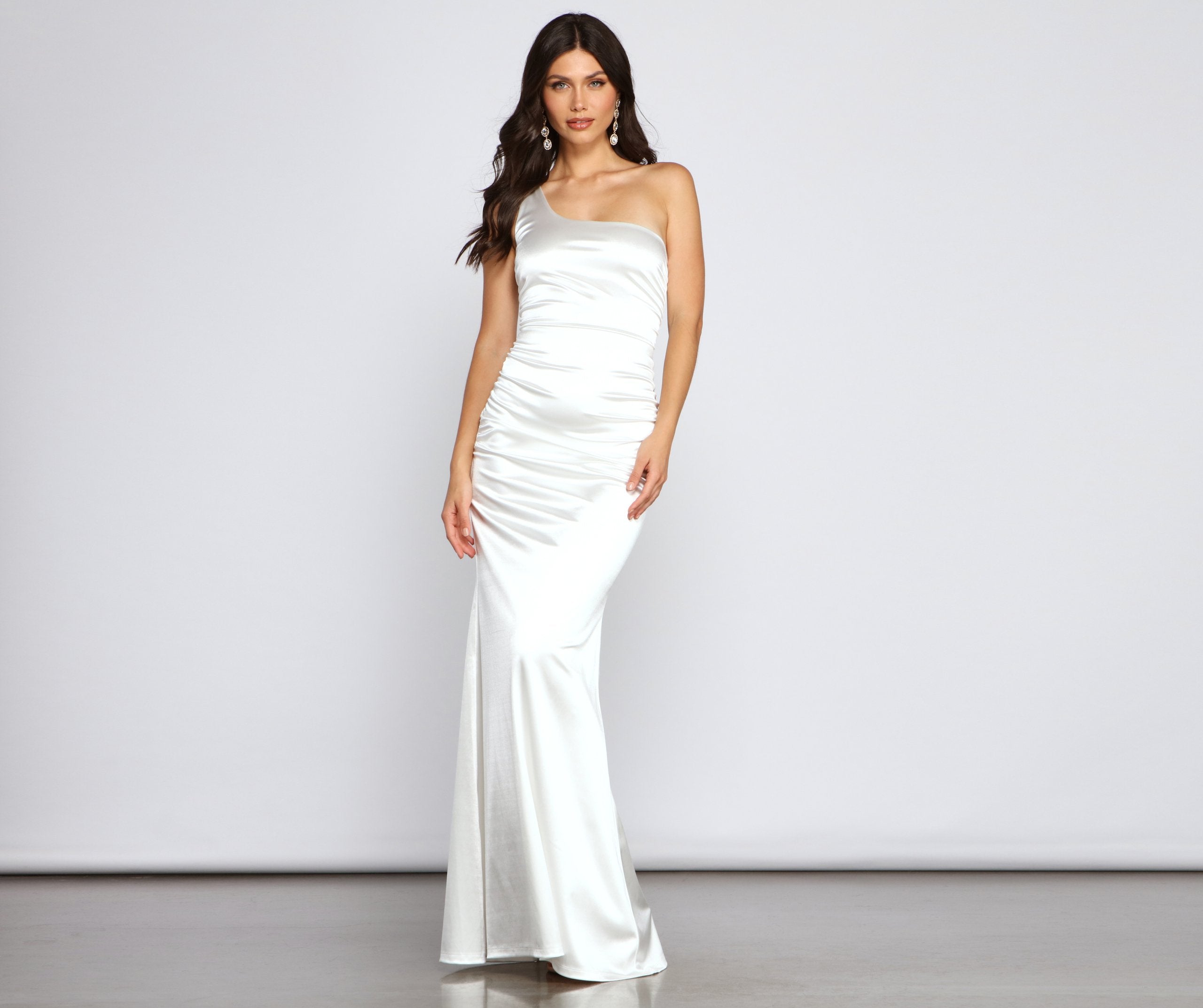 Verona Formal One Shoulder Ruched Dress Sai Feel