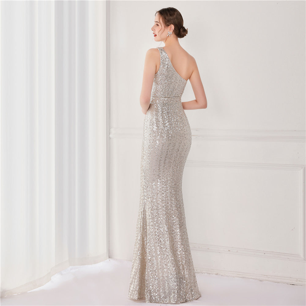 Victoria Formal One-Shoulder Sequined Fishtail Dress Sai Feel