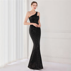 Victoria Formal One-Shoulder Sequined Fishtail Dress Sai Feel