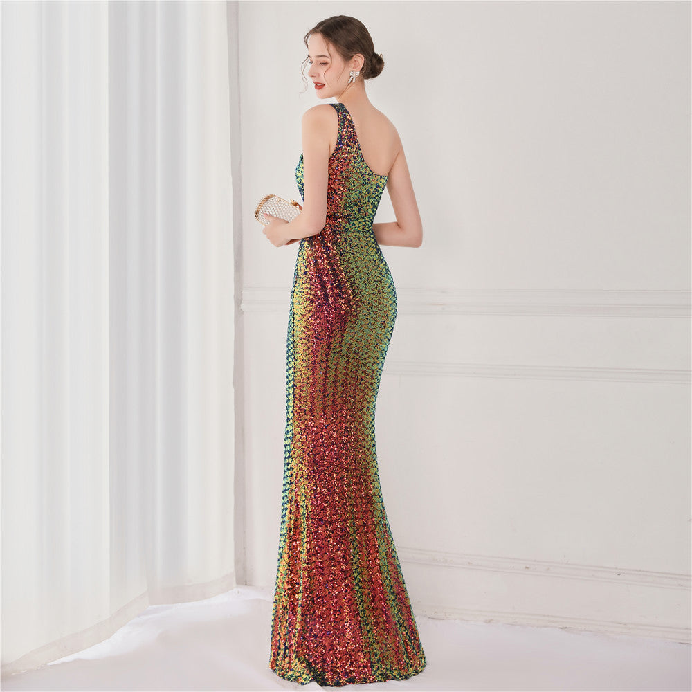 Victoria Formal One-Shoulder Sequined Fishtail Dress Sai Feel