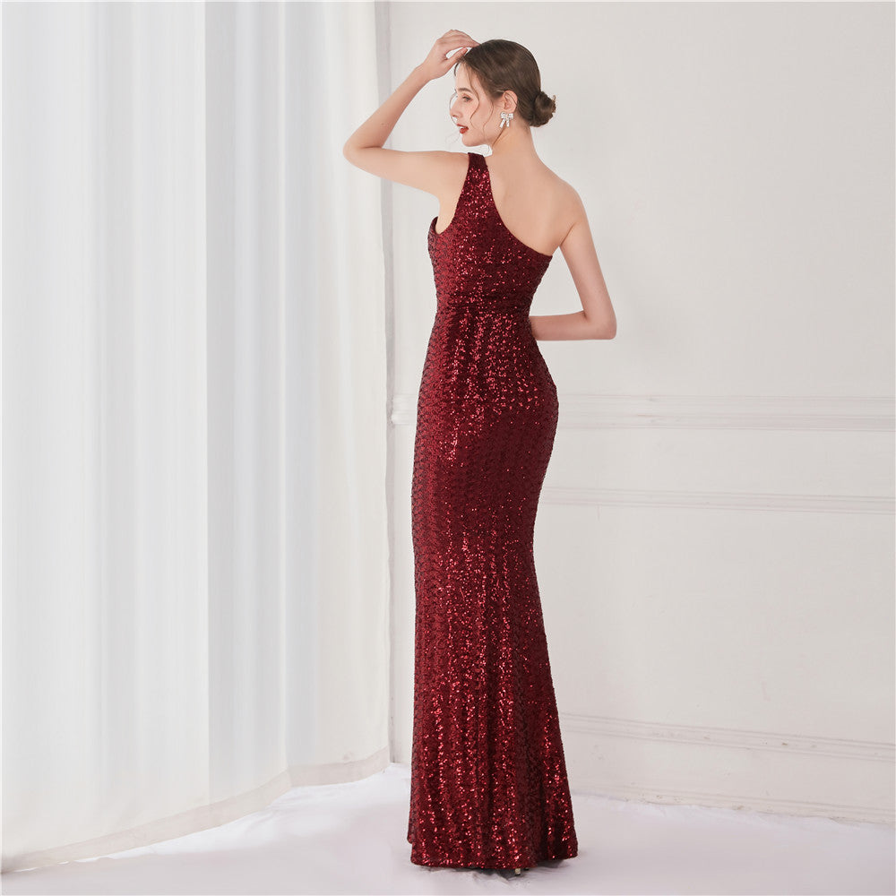 Victoria Formal One-Shoulder Sequined Fishtail Dress Sai Feel