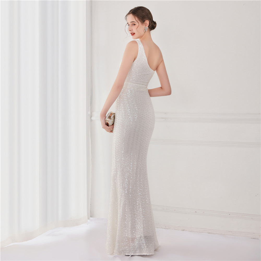 Victoria Formal One-Shoulder Sequined Fishtail Dress Sai Feel